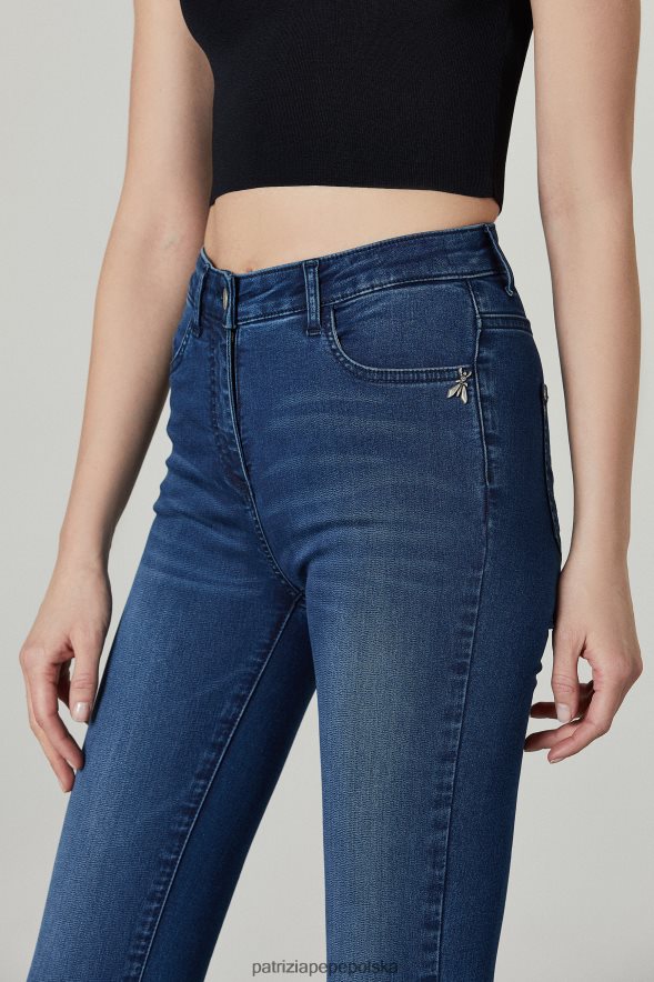 strój Patrizia Pepe wyprany na niebiesko kobiety obcisłe dżinsy o regularnej talii 866488598