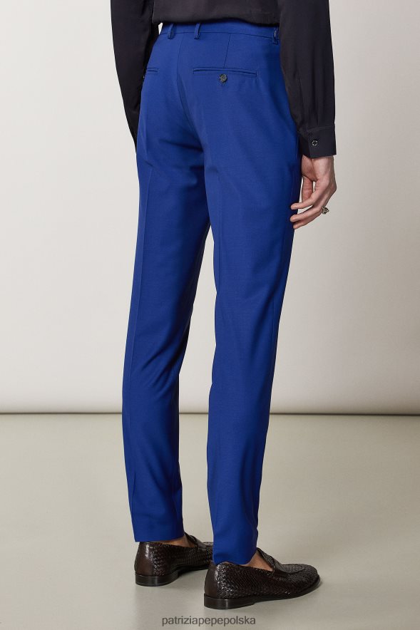 strój Patrizia Pepe błękit dzwonów mężczyźni fajne, wełniane spodnie o dopasowanym kroju 8664881020