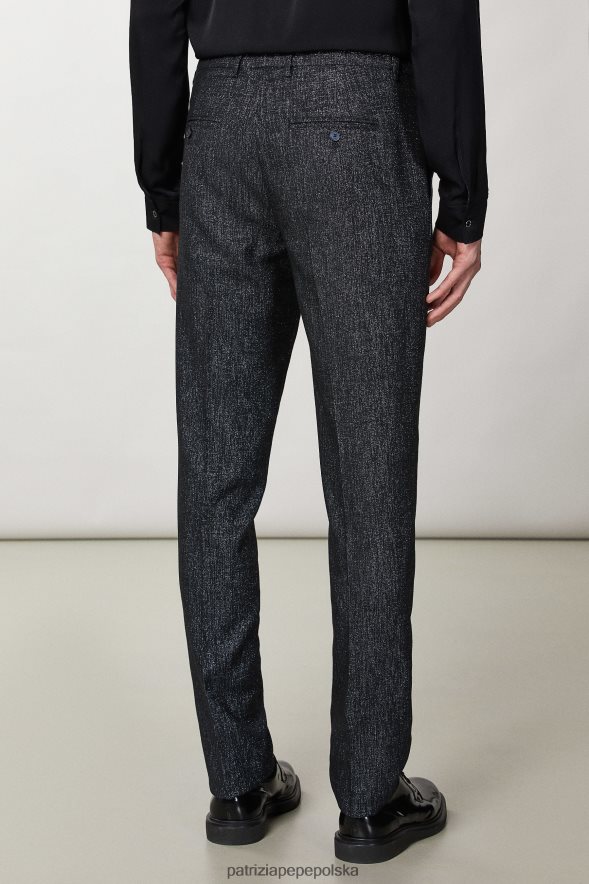 strój Patrizia Pepe czarno-czarny lureks mężczyźni klasyczne spodnie slim fit 8664881039