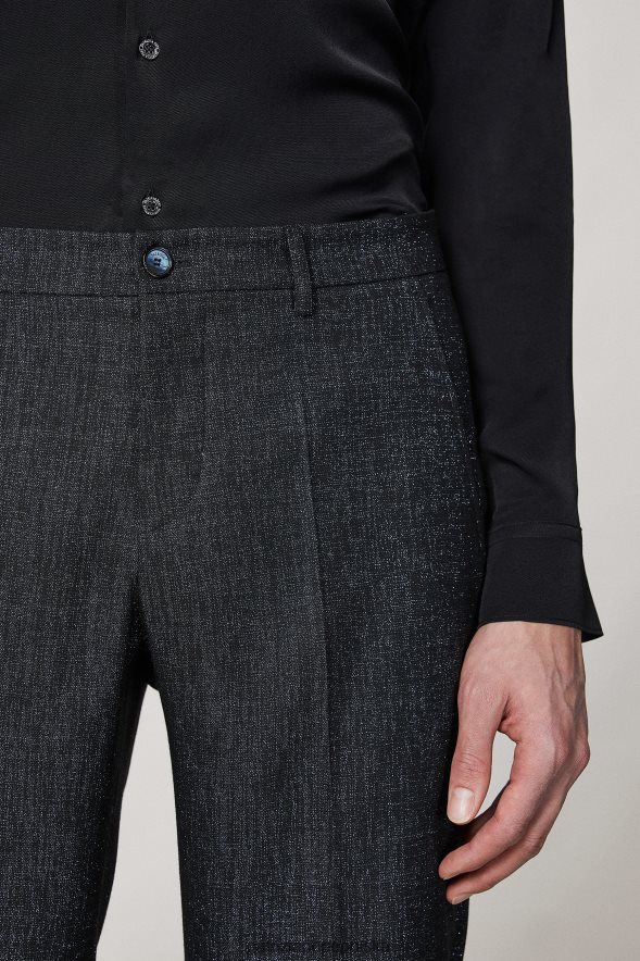 strój Patrizia Pepe czarno-czarny lureks mężczyźni klasyczne spodnie slim fit 8664881039