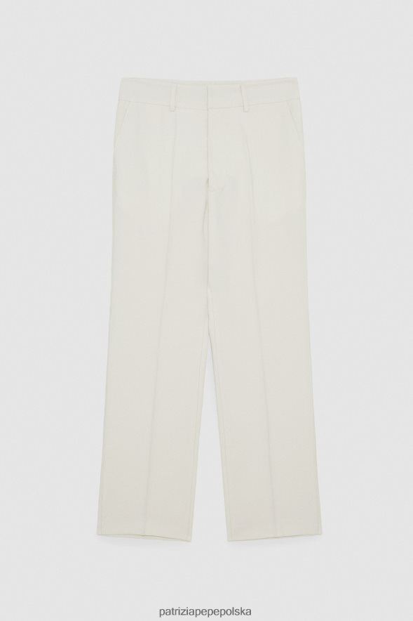 strój Patrizia Pepe maślana biel mężczyźni proste spodnie z diagonalu 8664881017