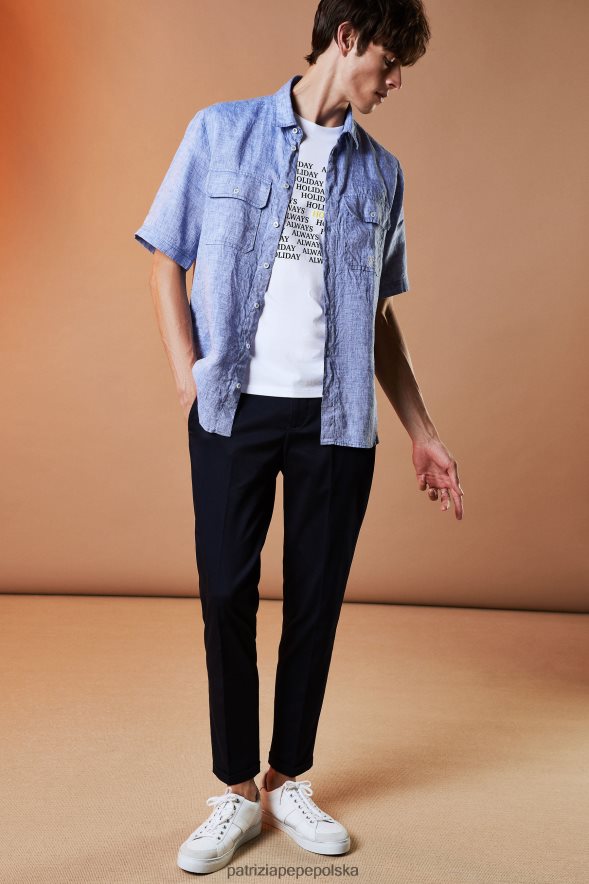 strój Patrizia Pepe marynarka królewska mężczyźni spodnie typu slim-fit za kostkę 8664881027