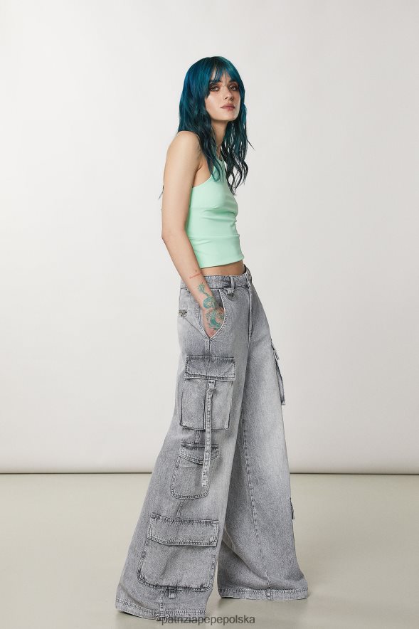 strój Patrizia Pepe mineralny szary odcień kobiety bawełniane spodnie cargo 86648863