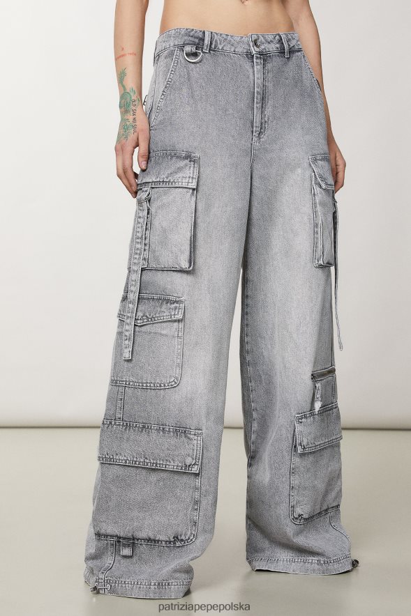 strój Patrizia Pepe mineralny szary odcień kobiety bawełniane spodnie cargo 86648863