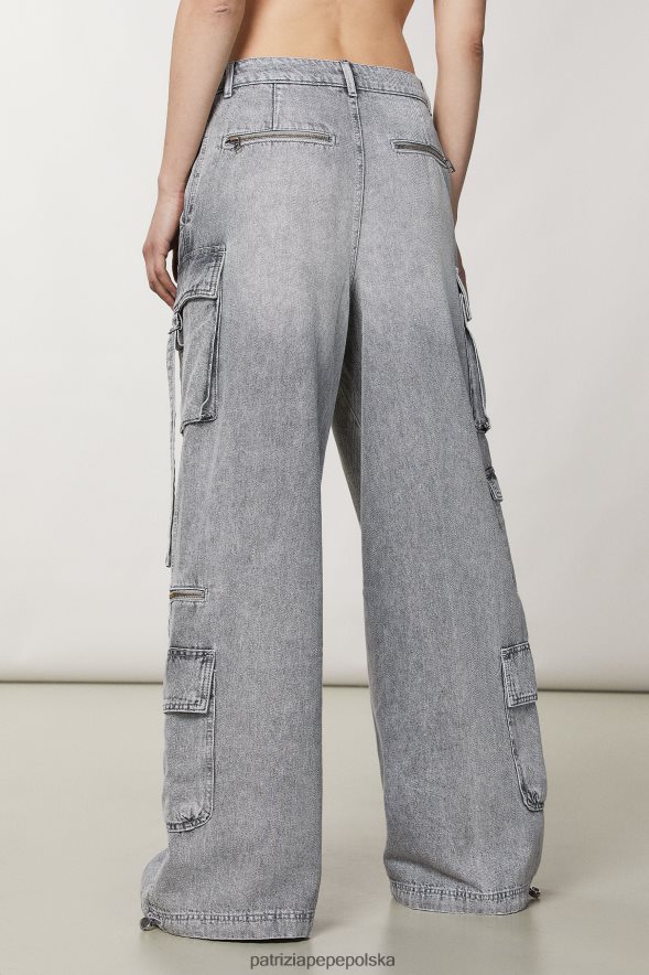 strój Patrizia Pepe mineralny szary odcień kobiety bawełniane spodnie cargo 86648863