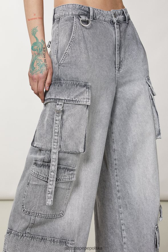 strój Patrizia Pepe mineralny szary odcień kobiety bawełniane spodnie cargo 86648863