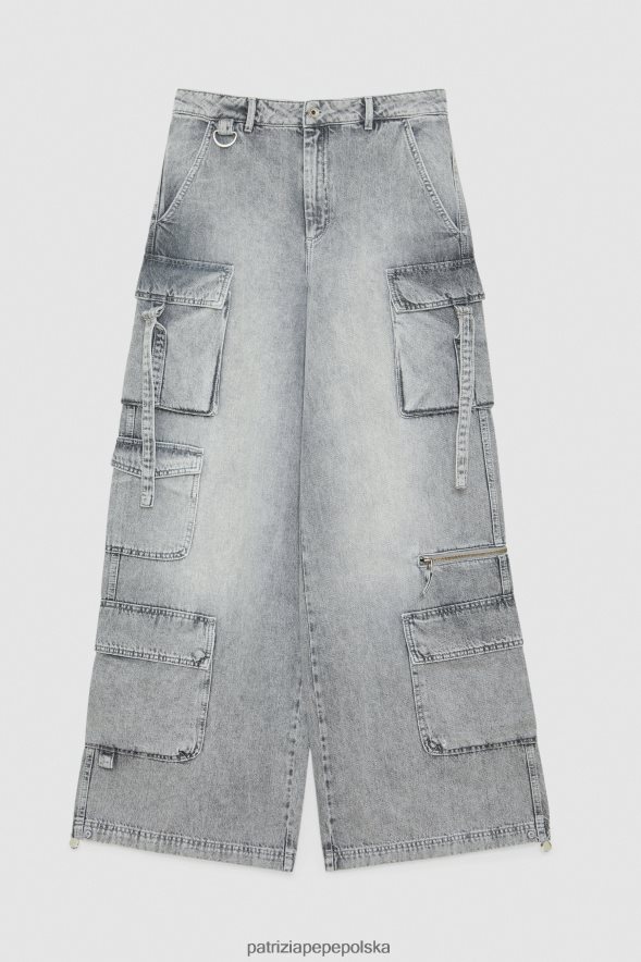 strój Patrizia Pepe mineralny szary odcień kobiety bawełniane spodnie cargo 86648863