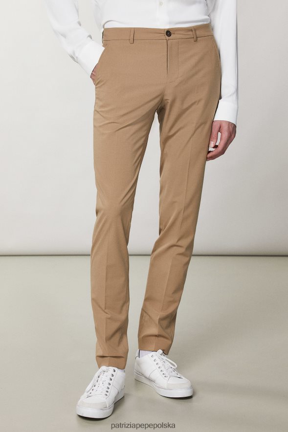strój Patrizia Pepe nowy brązowy cukier mężczyźni wąskie płócienne spodnie 8664881047