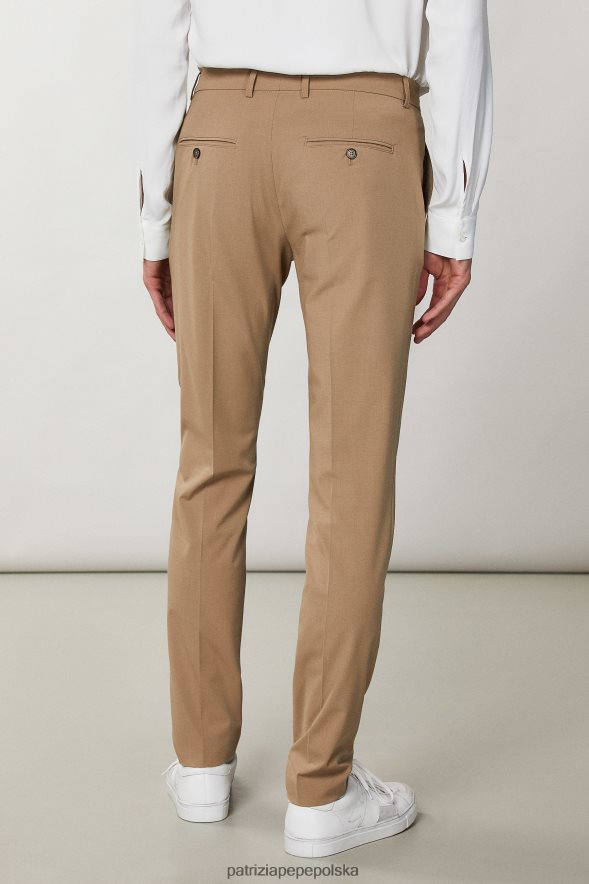 strój Patrizia Pepe nowy brązowy cukier mężczyźni wąskie płócienne spodnie 8664881047