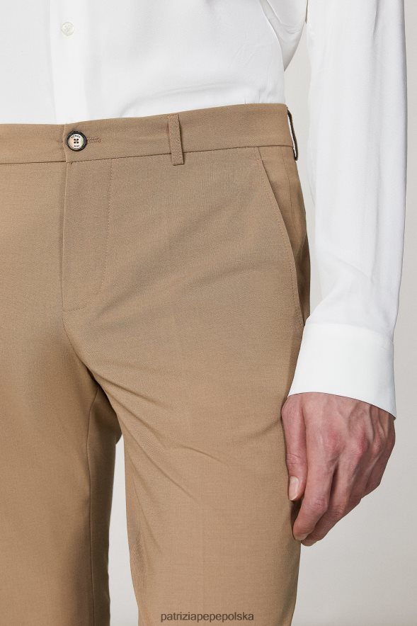 strój Patrizia Pepe nowy brązowy cukier mężczyźni wąskie płócienne spodnie 8664881047