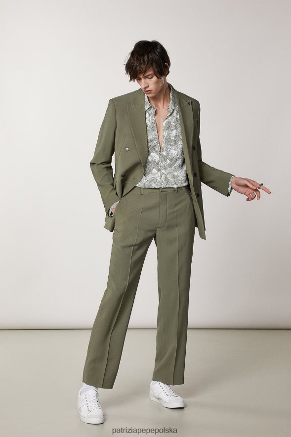 strój Patrizia Pepe oliwka kapuletowa mężczyźni proste spodnie z diagonalu 8664881005