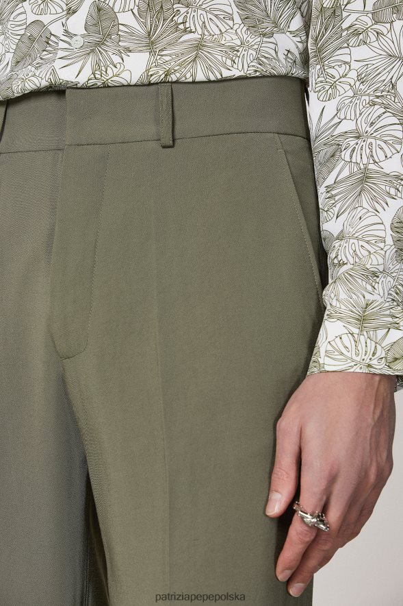strój Patrizia Pepe oliwka kapuletowa mężczyźni proste spodnie z diagonalu 8664881005
