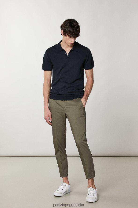 strój Patrizia Pepe oliwka kapuletowa mężczyźni spodnie typu slim-fit za kostkę 8664881010
