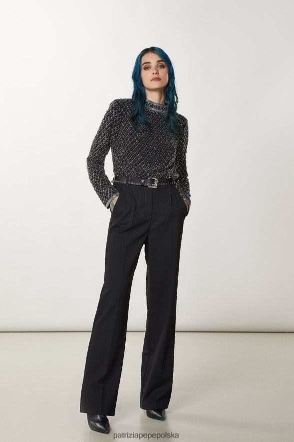 strój Patrizia Pepe Nero kobiety niezbędne spodnie w stylu palazzo 866488705