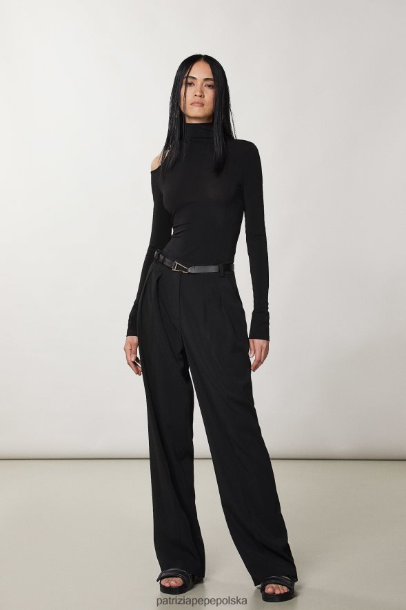 strój Patrizia Pepe Nero kobiety niezbędne spodnie z krepy 866488565