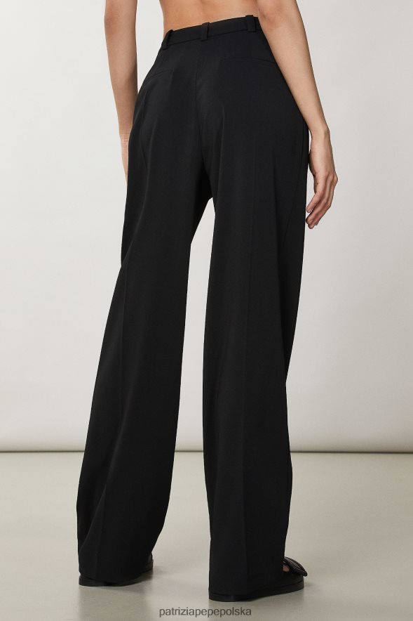 strój Patrizia Pepe Nero kobiety niezbędne spodnie z krepy 866488565