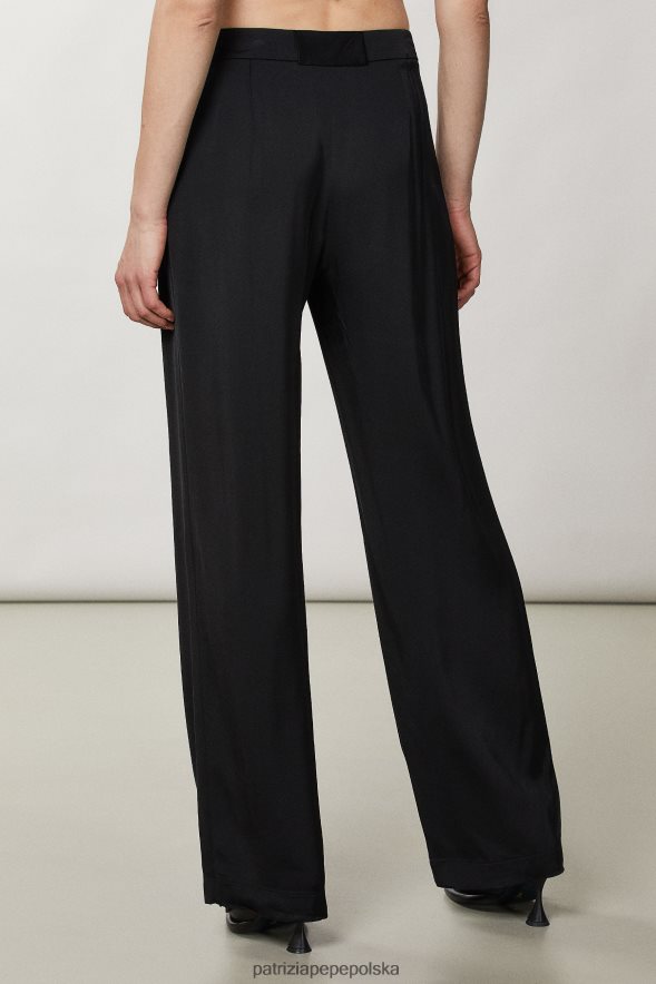 strój Patrizia Pepe Nero kobiety satynowe spodnie palazzo 866488290