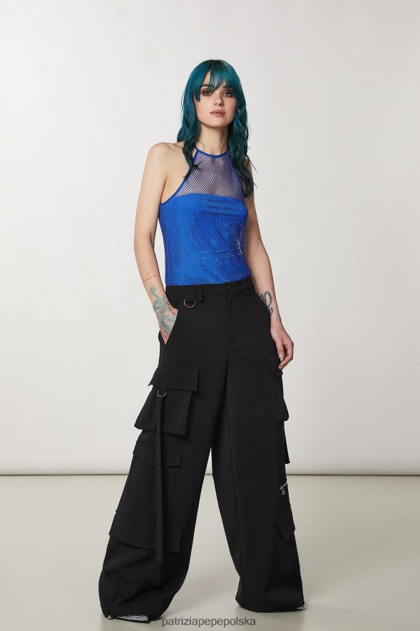 strój Patrizia Pepe Nero kobiety spodnie cargo z krepy 86648821