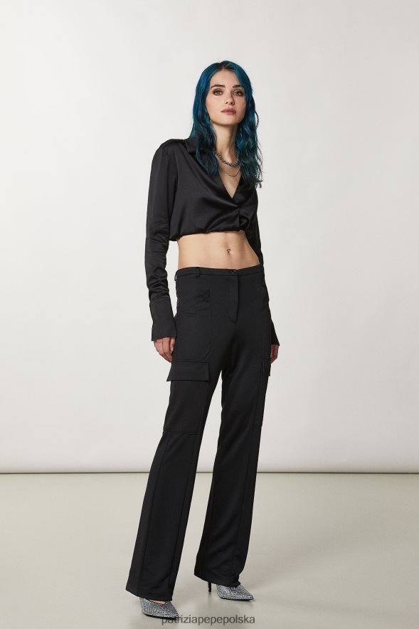 strój Patrizia Pepe Nero kobiety techniczne spodnie z jerseyu 866488182