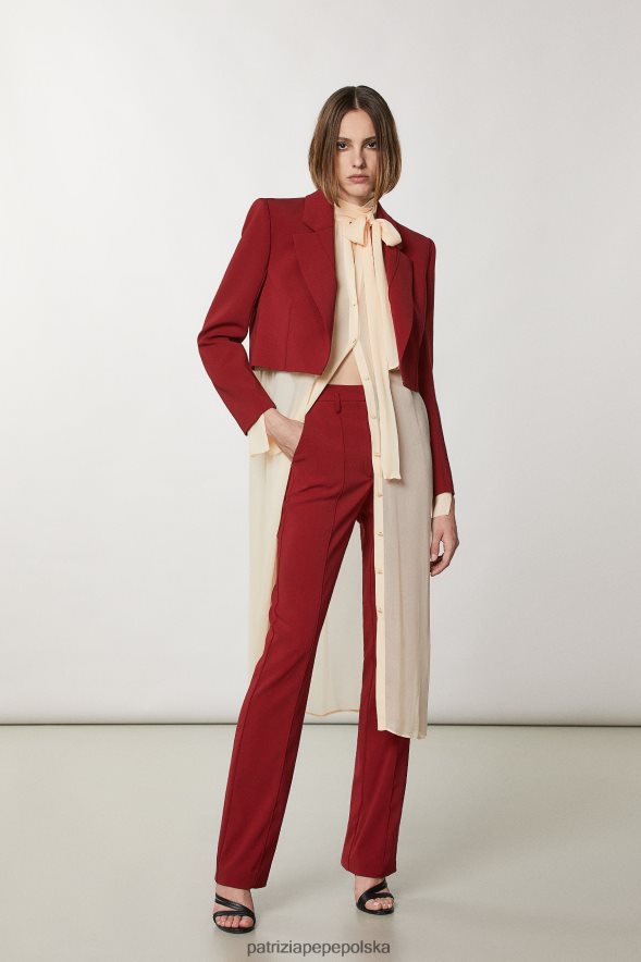 strój Patrizia Pepe marsjańska czerwień kobiety niezbędne spodnie z krepy 86648878
