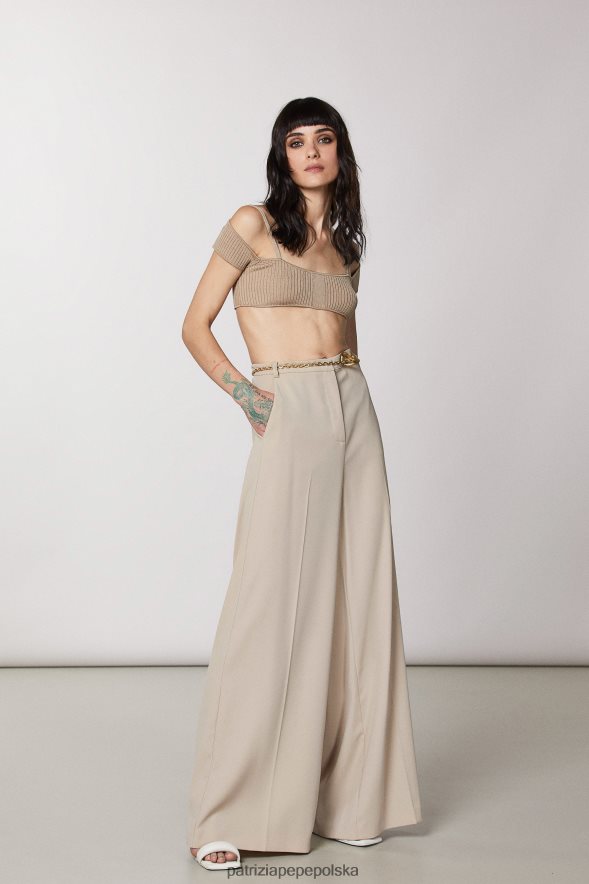 strój Patrizia Pepe marzycielski beż kobiety niezbędne spodnie palazzo 866488489