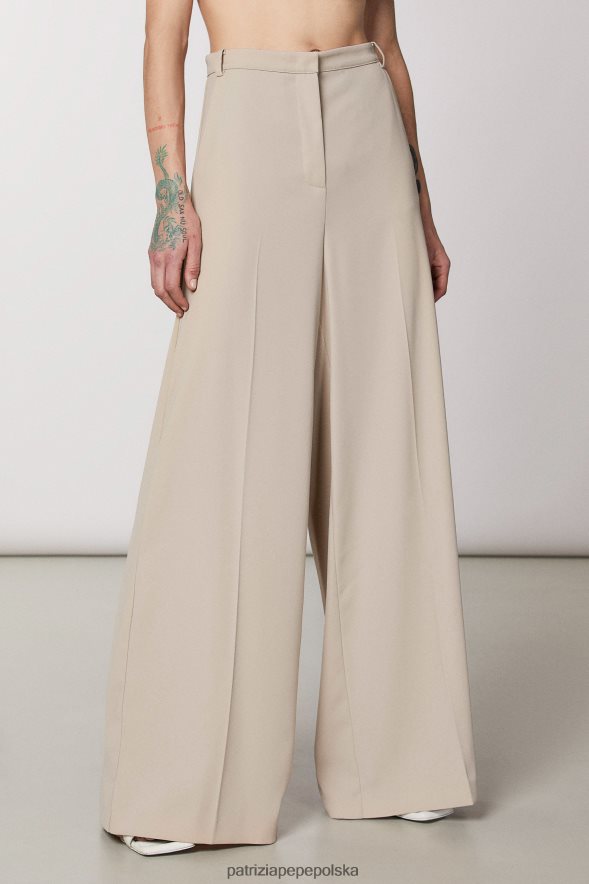 strój Patrizia Pepe marzycielski beż kobiety niezbędne spodnie palazzo 866488489