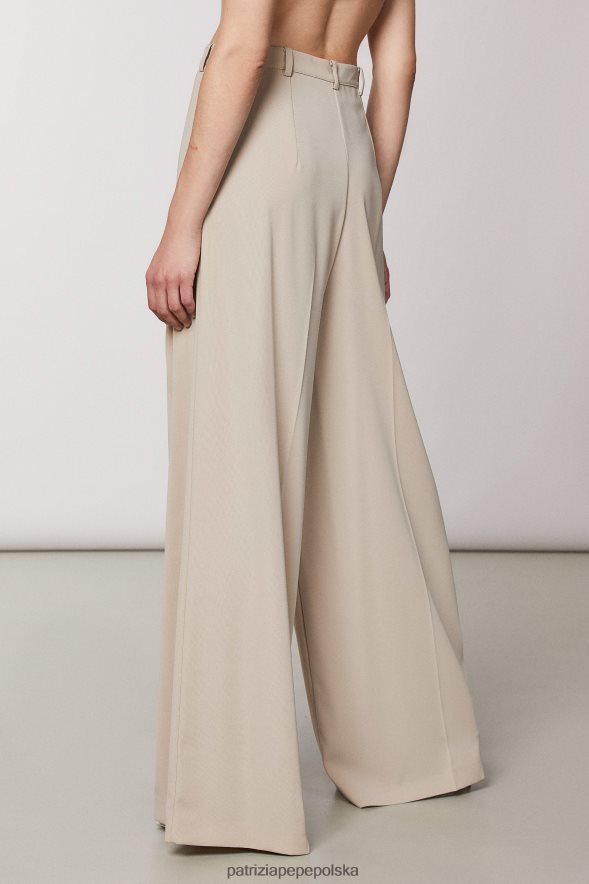 strój Patrizia Pepe marzycielski beż kobiety niezbędne spodnie palazzo 866488489