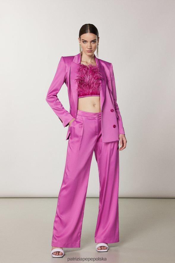 strój Patrizia Pepe orchidea fioletowa kobiety eleganckie spodnie palazzo 866488520