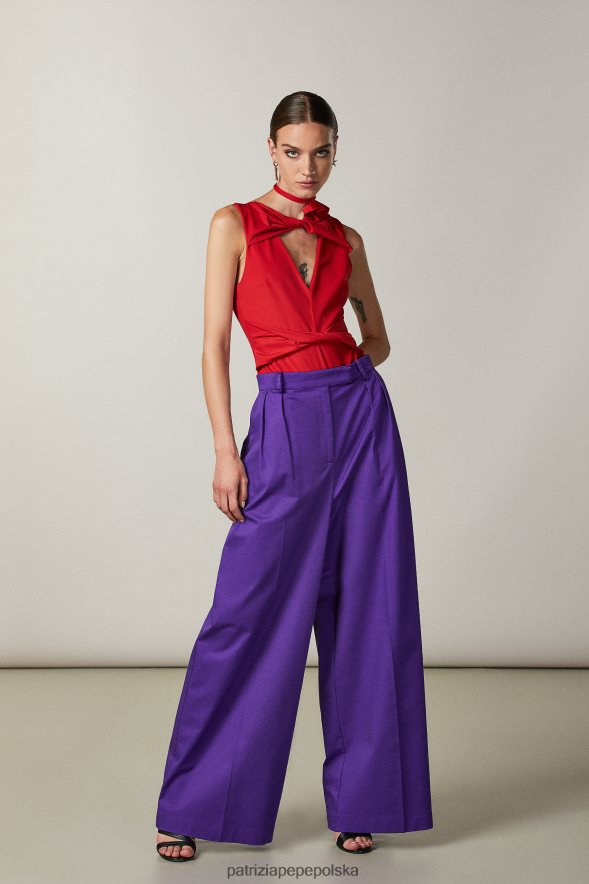 strój Patrizia Pepe seksowny fiolet kobiety Spodnie palazzo o kroju chłopaka 866488576