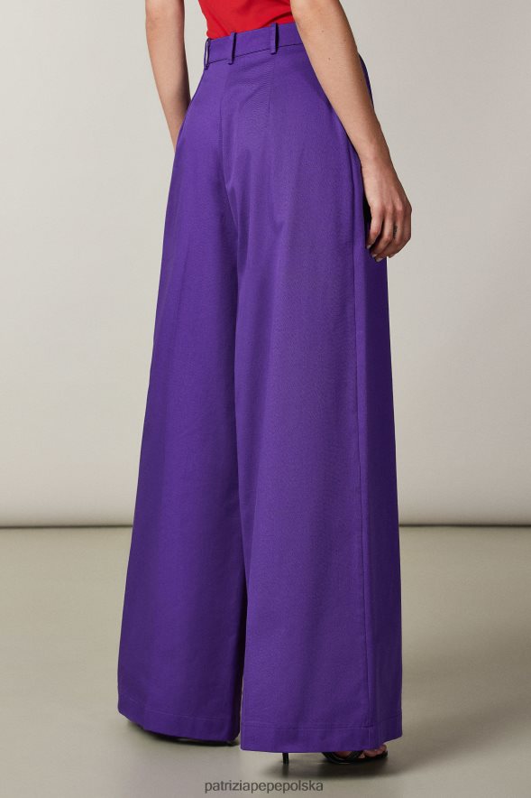strój Patrizia Pepe seksowny fiolet kobiety Spodnie palazzo o kroju chłopaka 866488576