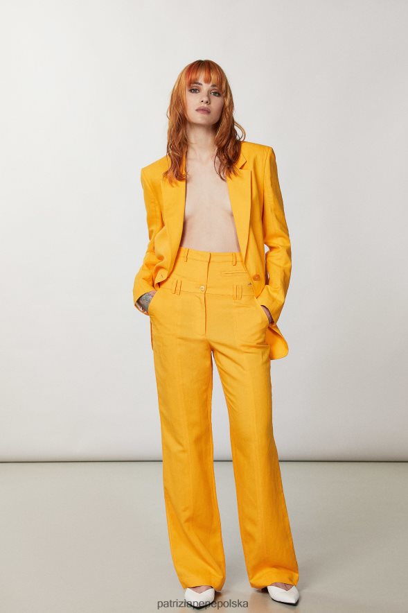 strój Patrizia Pepe soczysta pomarańcza kobiety spodnie palazzo z niskim stanem 866488215