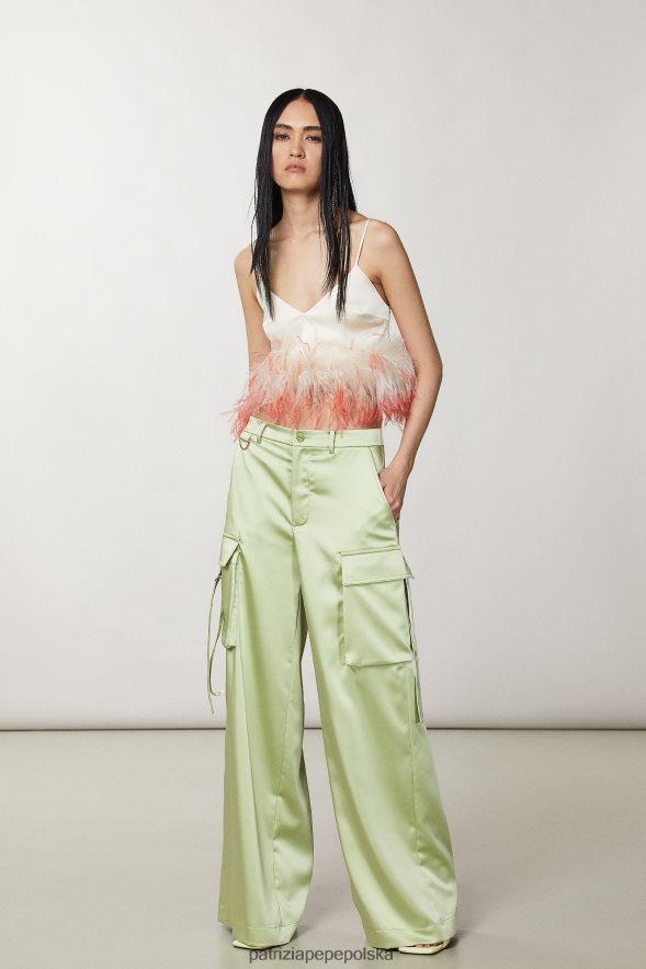strój Patrizia Pepe zielona margarita kobiety Satynowe spodnie typu oversize typu cargo 866488282