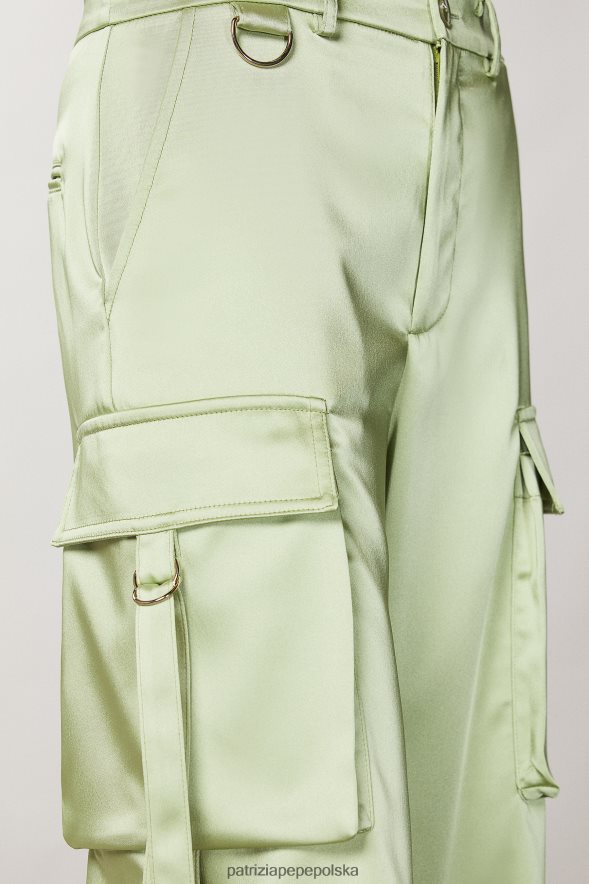 strój Patrizia Pepe zielona margarita kobiety Satynowe spodnie typu oversize typu cargo 866488282