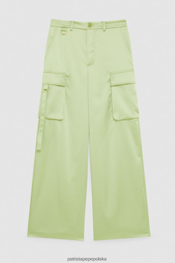 strój Patrizia Pepe zielona margarita kobiety Satynowe spodnie typu oversize typu cargo 866488282