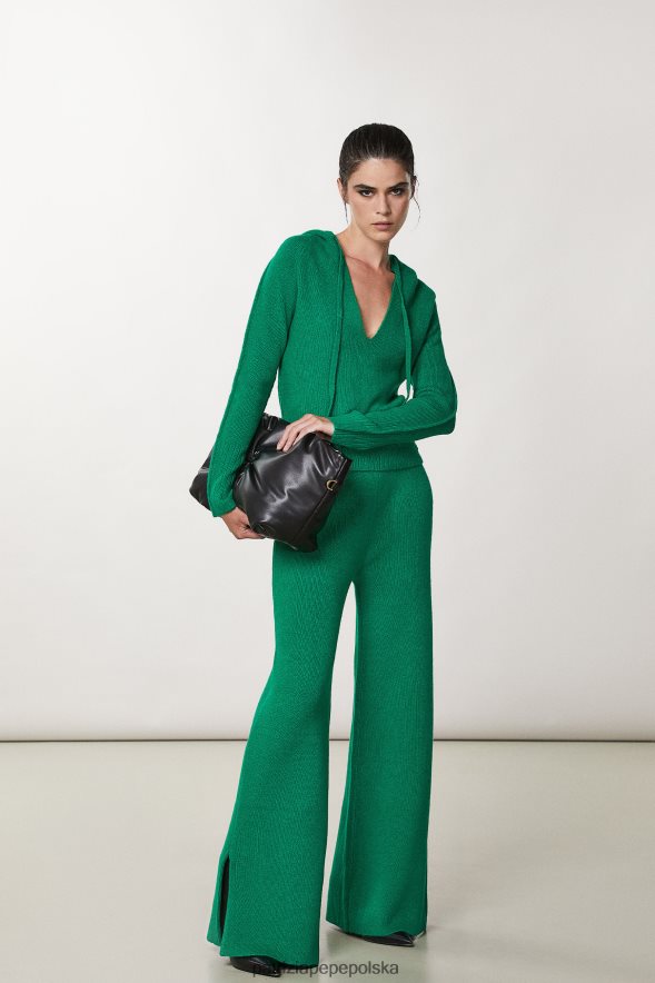 strój Patrizia Pepe żywa zieleń kobiety miękkie spodnie ze sznurkiem 866488708