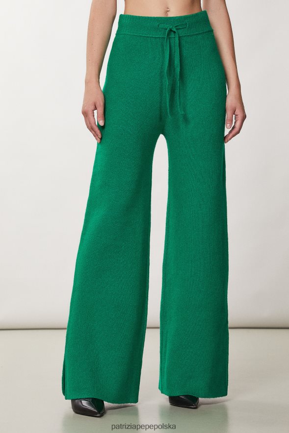 strój Patrizia Pepe żywa zieleń kobiety miękkie spodnie ze sznurkiem 866488708