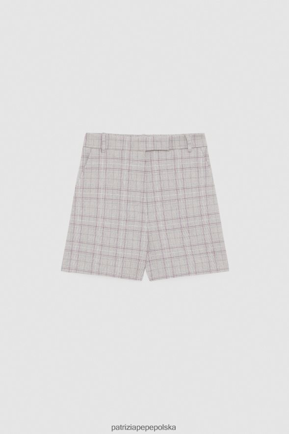 strój Patrizia Pepe wiosenna beżowa krata kobiety szorty z mieszanki wiskozy 866488476