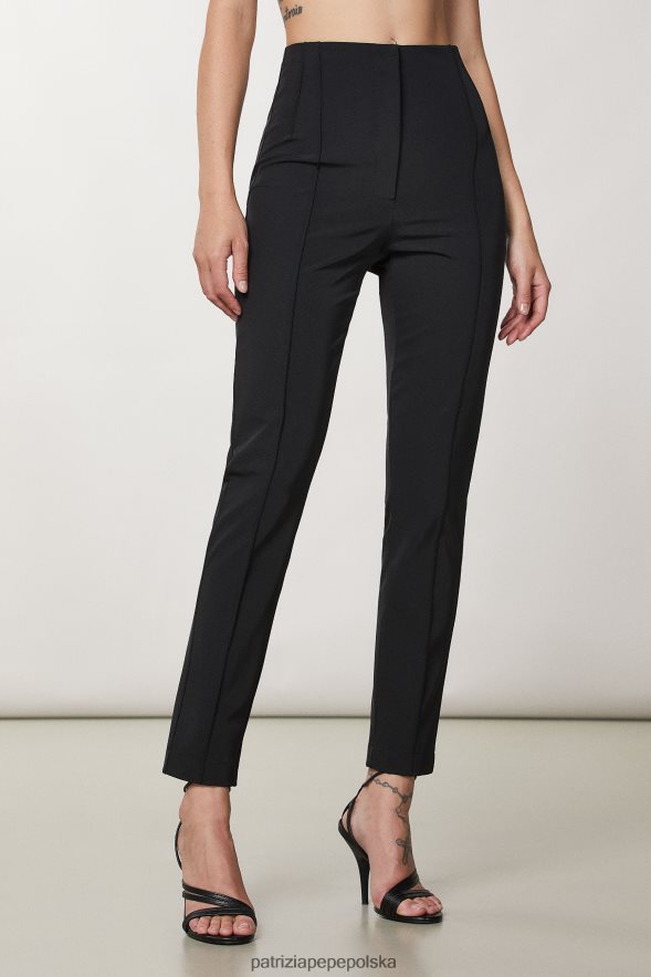 strój Patrizia Pepe Nero kobiety obcisłe spodnie z tkaniny technicznej 86648829