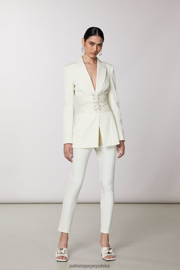 strój Patrizia Pepe biel kokosowa kobiety obcisłe, obcisłe spodnie 866488283