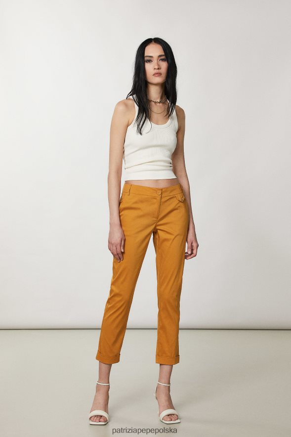 strój Patrizia Pepe letnie toffi kobiety Chino z bawełnianej popeliny 866488223
