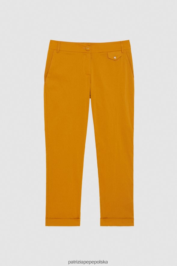 strój Patrizia Pepe letnie toffi kobiety Chino z bawełnianej popeliny 866488223