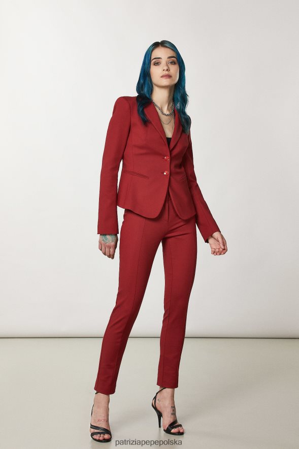 strój Patrizia Pepe marsjańska czerwień kobiety wąskie spodnie 866488101