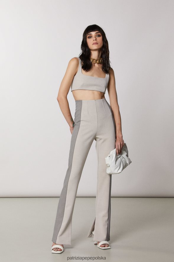 strój Patrizia Pepe naturalna mieszanka kobiety wąskie spodnie z wysokim stanem 866488429