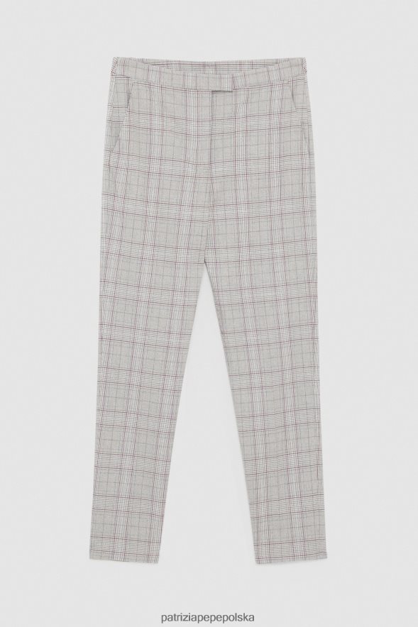 strój Patrizia Pepe wiosenna beżowa krata kobiety spodnie ze średnim stanem 866488491