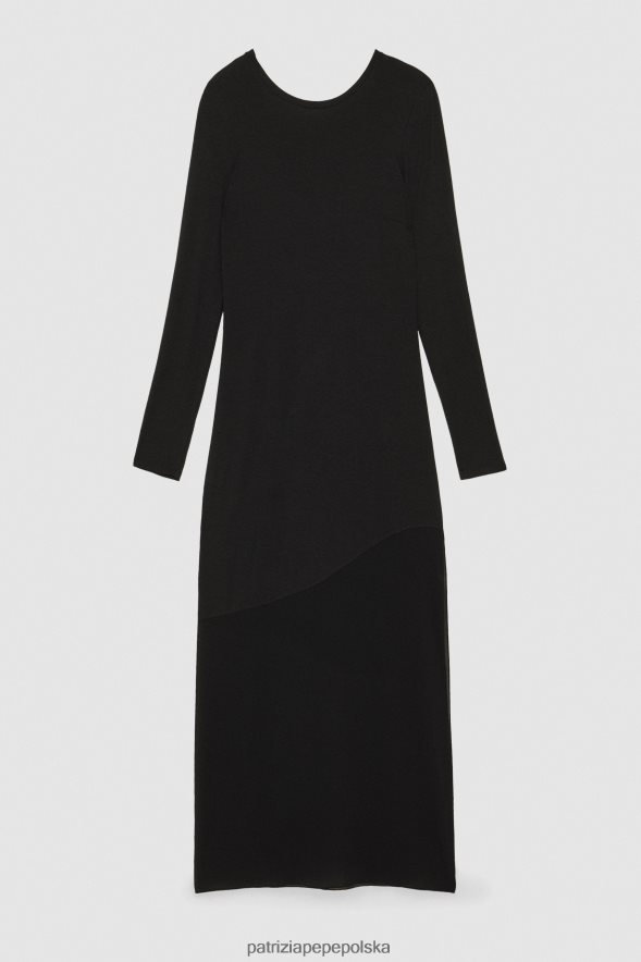 strój Patrizia Pepe Nero kobiety długa sukienka z jerseyu 866488157