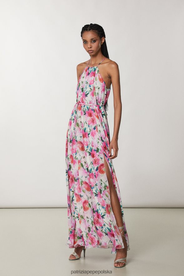 strój Patrizia Pepe kwiat ceremonii kobiety długa wzorzysta sukienka bez rękawów 866488261