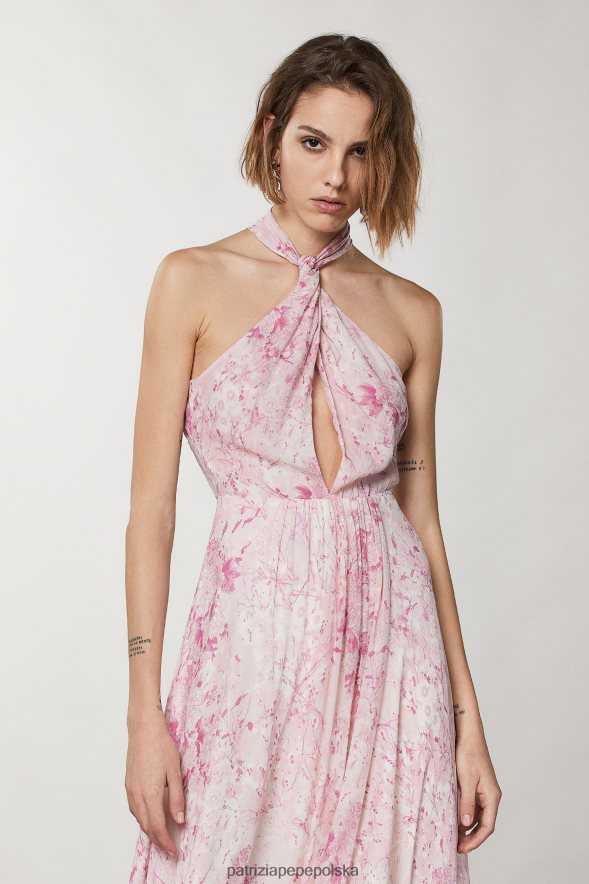 strój Patrizia Pepe kwiat róży kobiety długa sukienka z żorżety 866488304