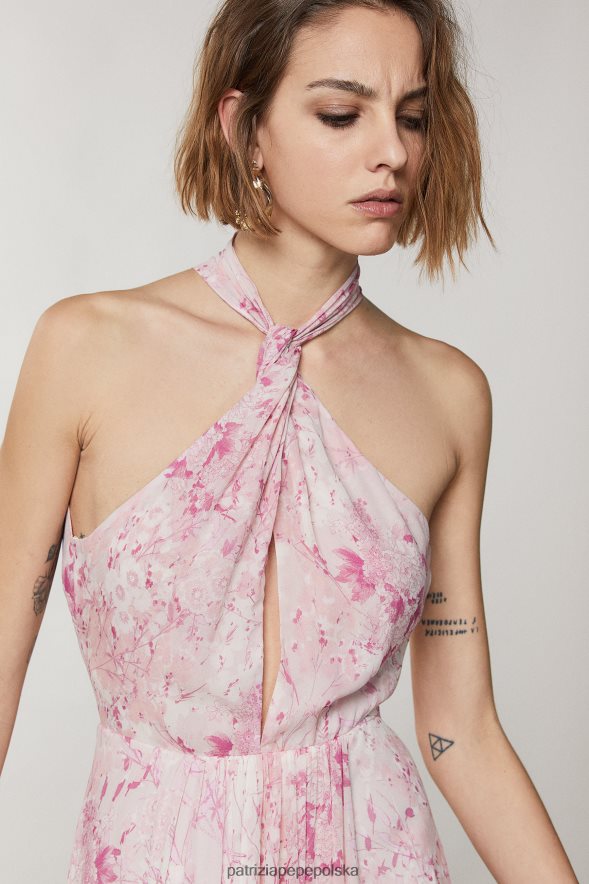 strój Patrizia Pepe kwiat róży kobiety długa sukienka z żorżety 866488304