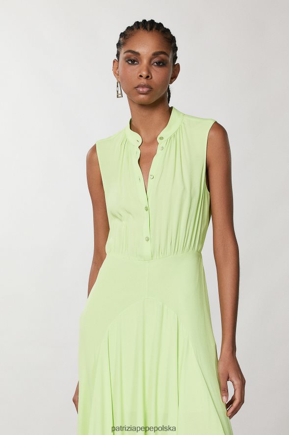 strój Patrizia Pepe letnia limonka kobiety sukienka o swobodnym kroju z dekoltem w kształcie mandarynki 866488328