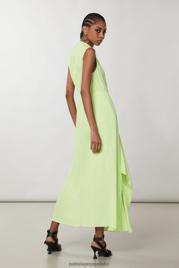 strój Patrizia Pepe letnia limonka kobiety sukienka o swobodnym kroju z dekoltem w kształcie mandarynki 866488328